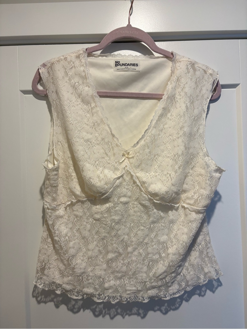No Boundaries Ivory Lace V-Neck Camisole